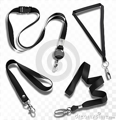 Accessories for badges with black cord Cartoon Illustration